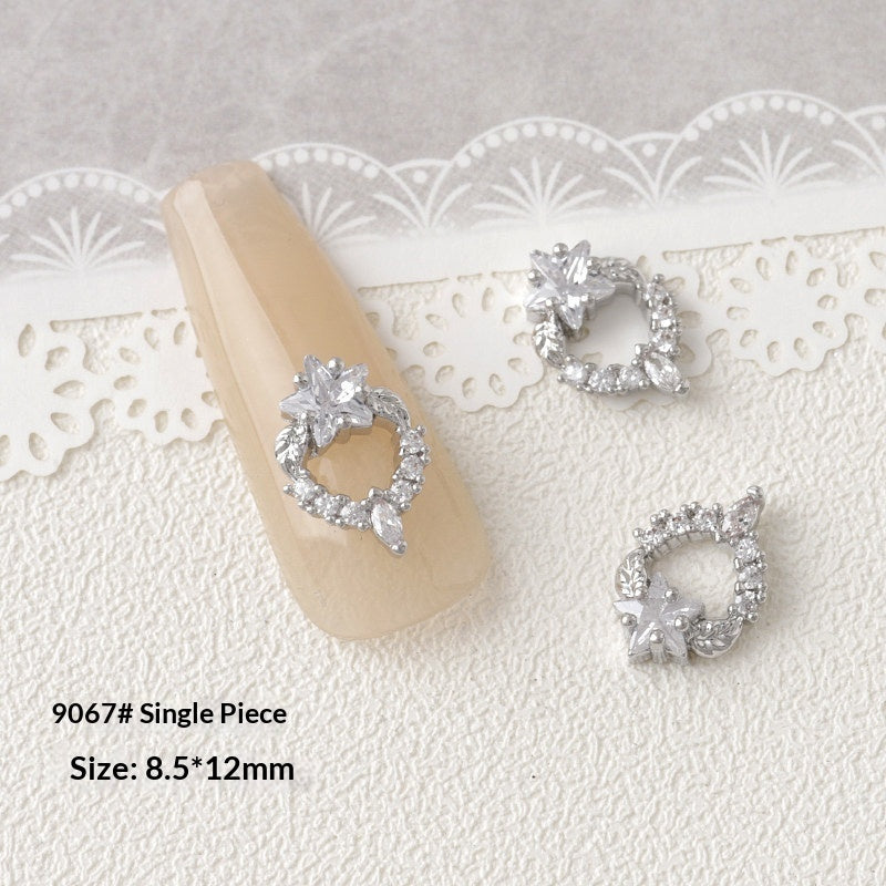 Silver Zircon Bow Nail Art Accessories
