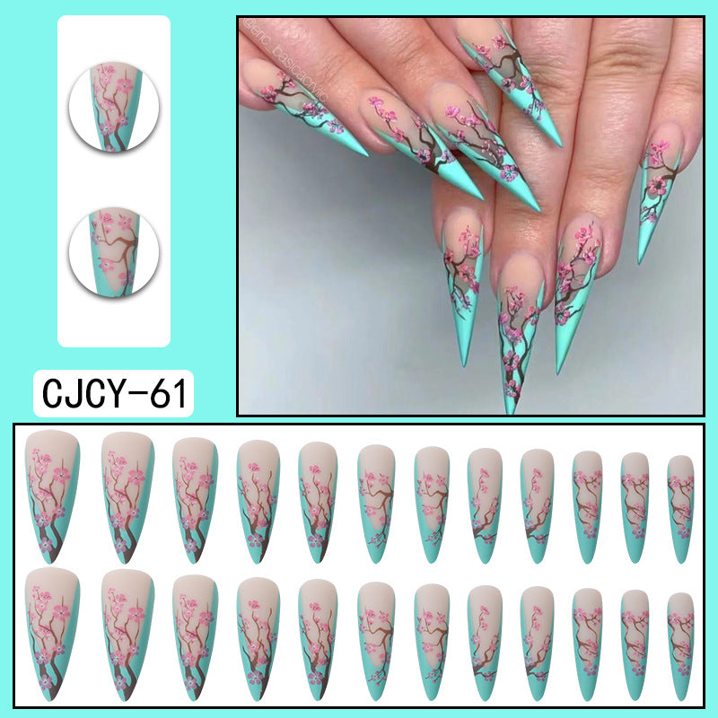 Chinese Style Plum Blossom Long Pointed Nail