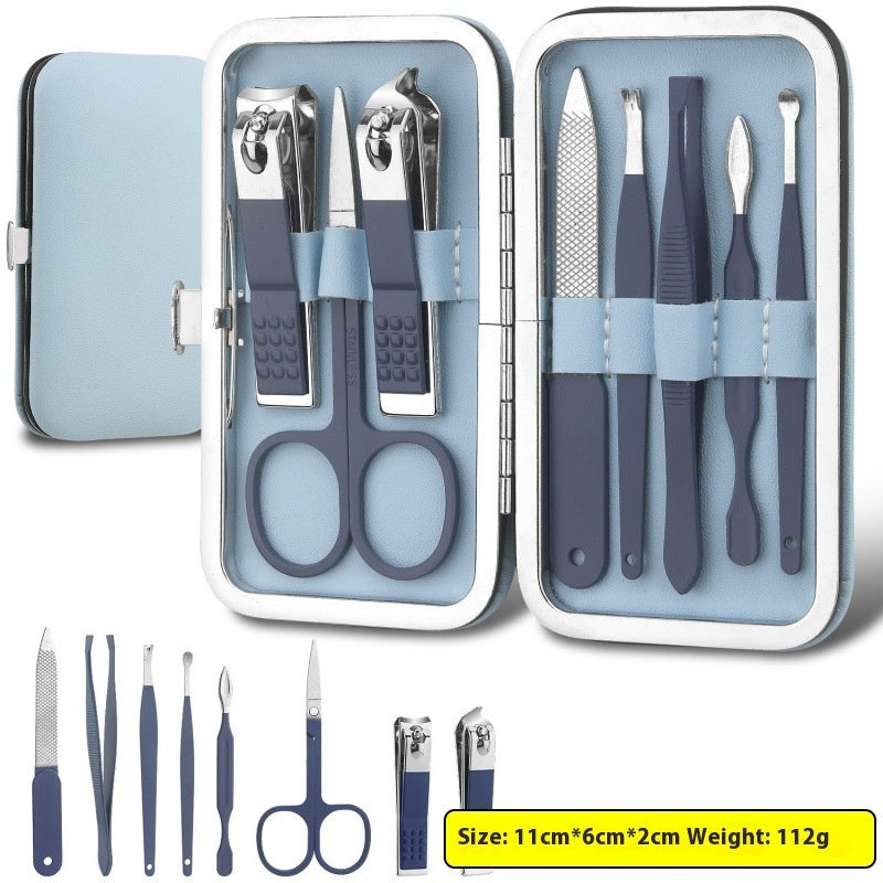 Stainless Steel Nail Scissors 8-piece Set Candy Color Manicure Implement Nail Clippers
