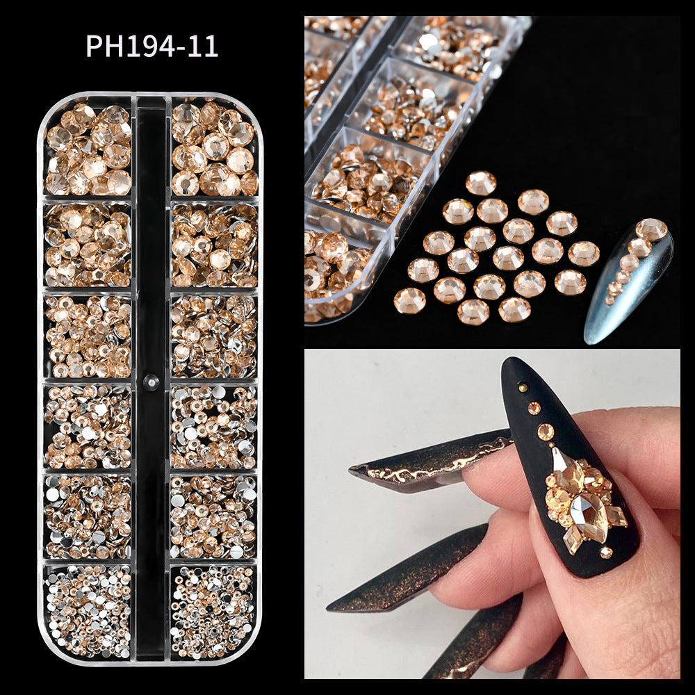 Plaid Nail Beauty Flat Bottom Rhinestone