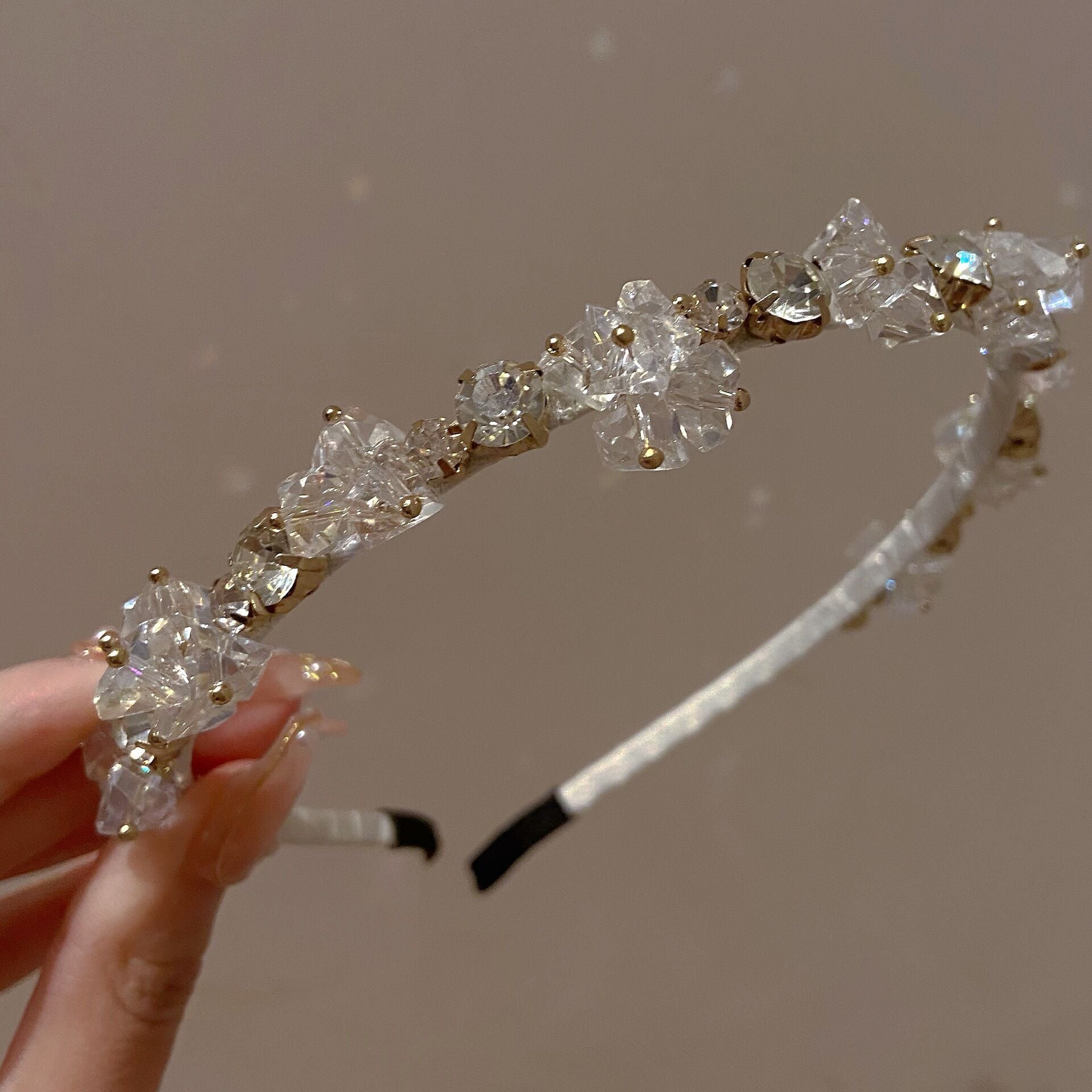 European And American Baroque Headband With Pearls And Diamonds