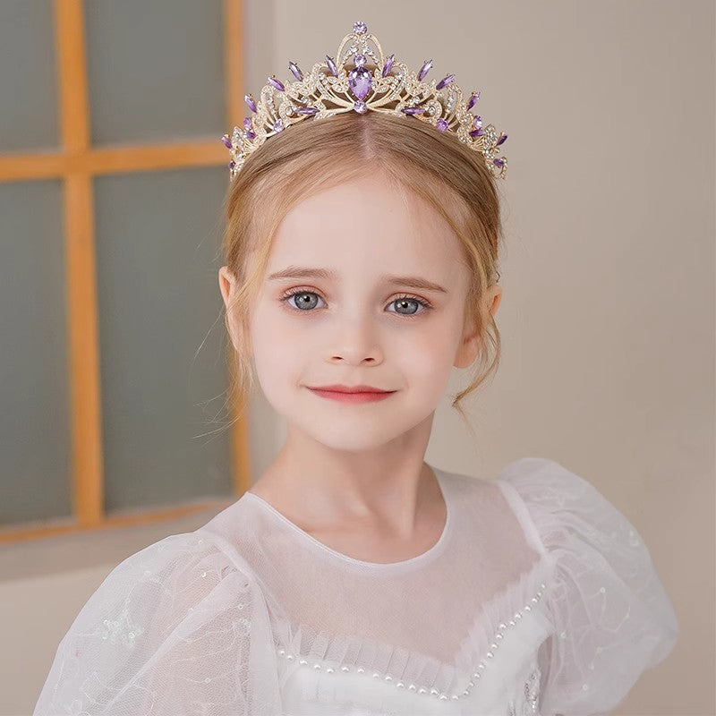 Children's Crown Headdress Simple Purple Rhinestone