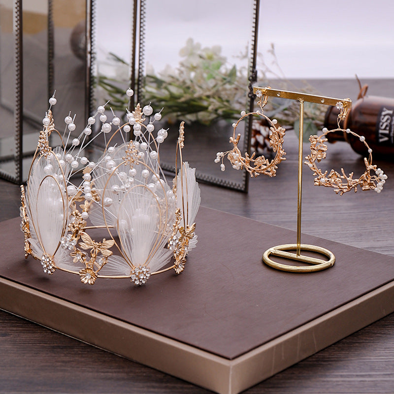 Ladies Alloy Pearl Full Circle Bridal Crown Tiara