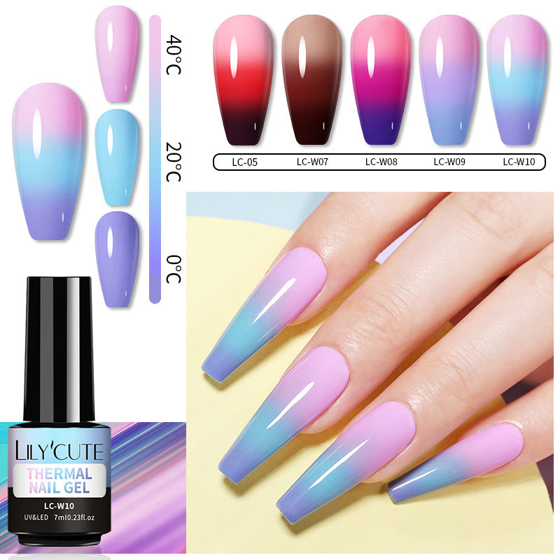 Lilycute Temperature Change Glitter UV Polish Three-section Color Change
