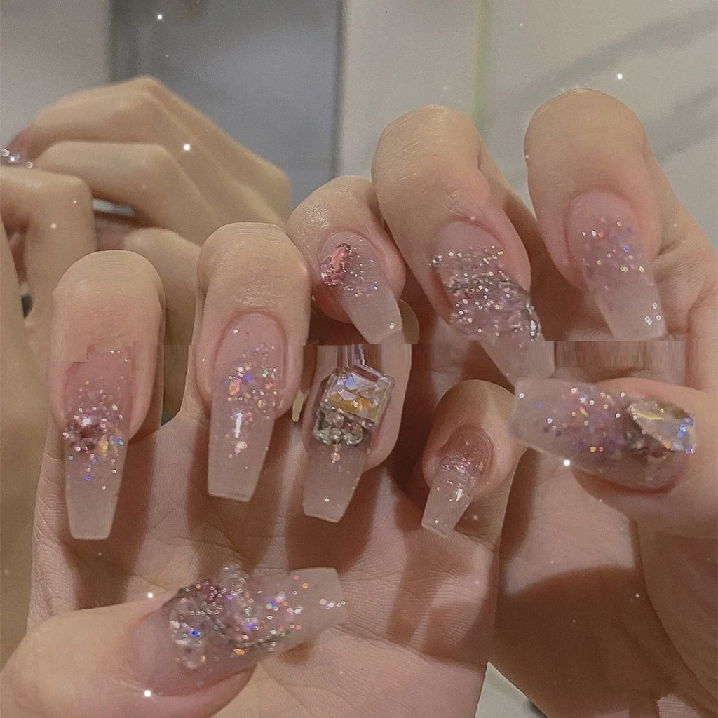 Removable Chain Broken Diamond False Nail