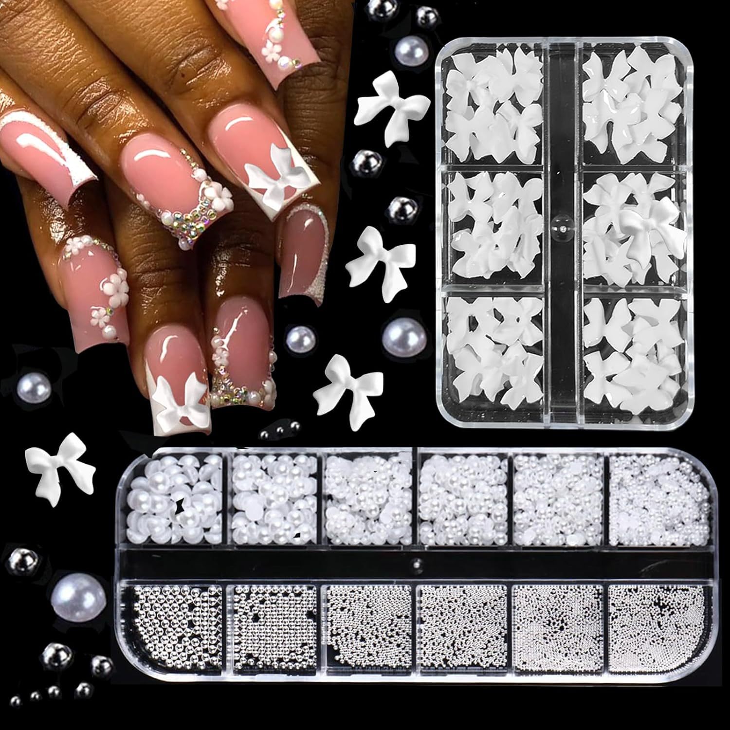 Nail Ornament Bow Pearl Accessories Suit