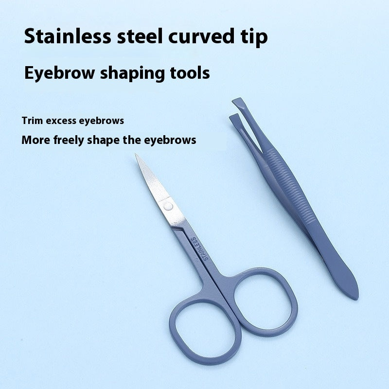 Stainless Steel Nail Scissors 8-piece Set Candy Color Manicure Implement Nail Clippers