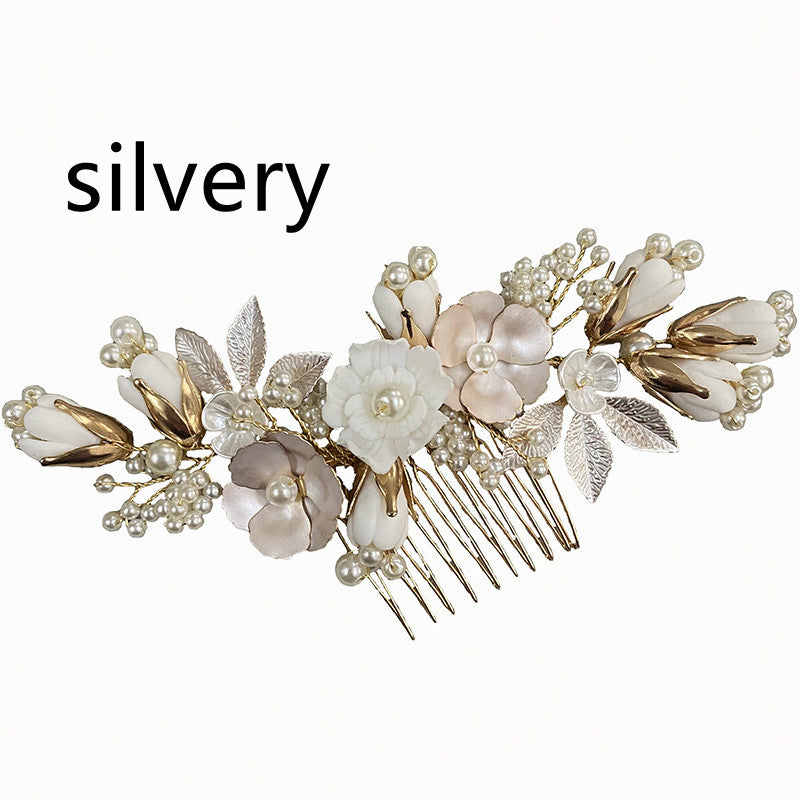 Wedding Bride Pastoral Ceramic Flower Headwear Comb Accessories