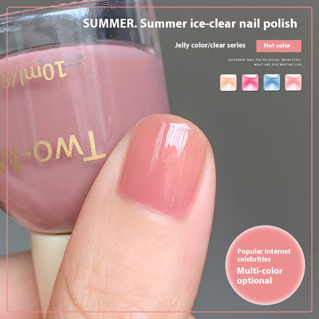 Two-Moons Summer Nail Polish Baking-free Non-tearing Jelly Juicy Grape Amber Strawberry Chopsticks