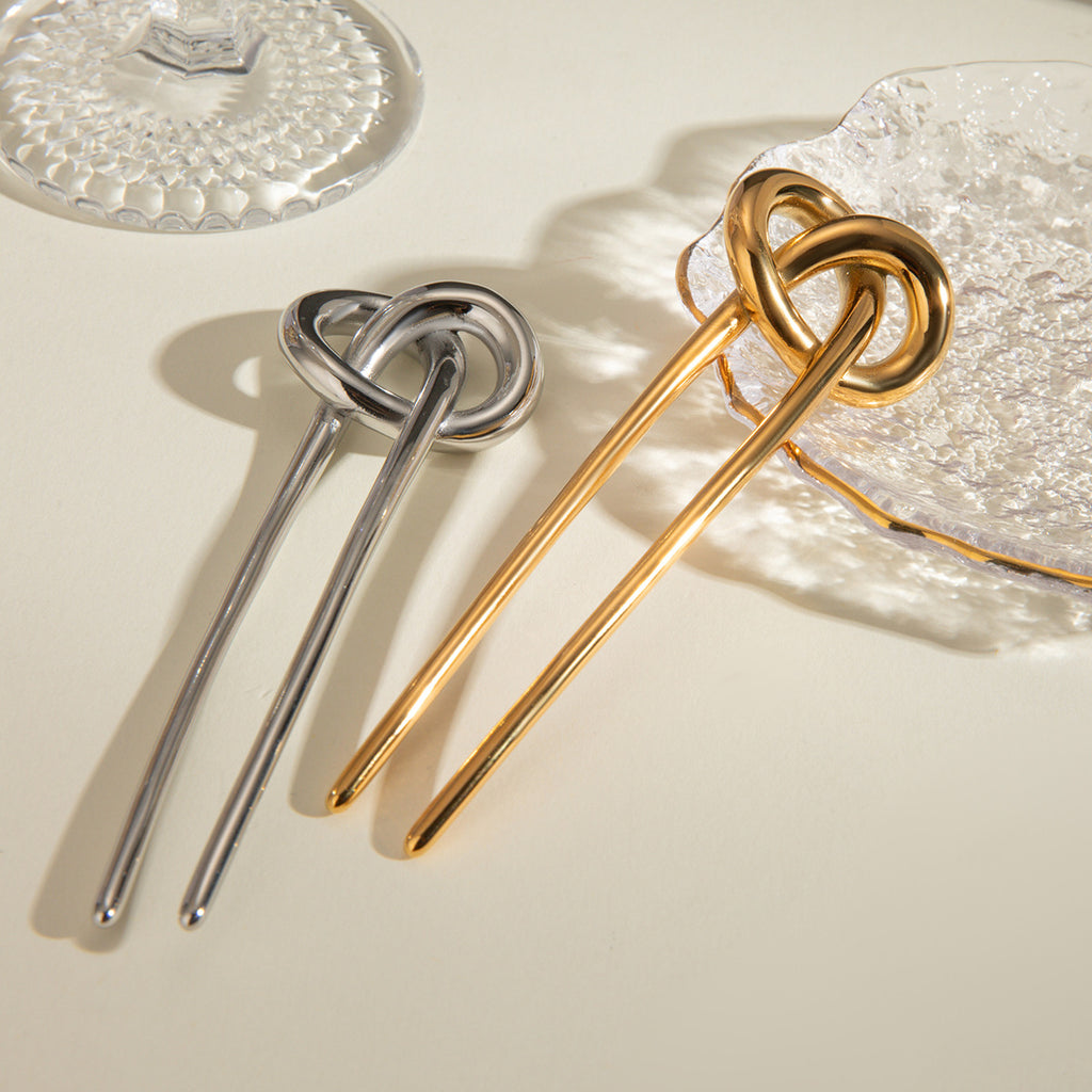 European And American Hair Clasp Simple Tie Up The Hair Elegant 18K Gold Stainless Steel Hairpin