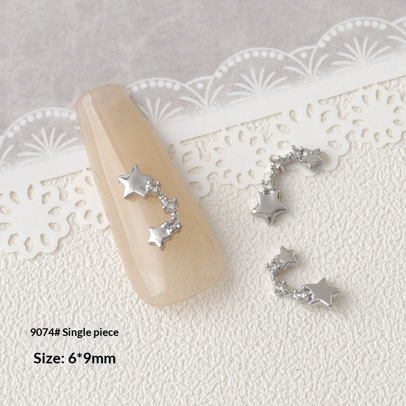 Silver Zircon Bow Nail Art Accessories