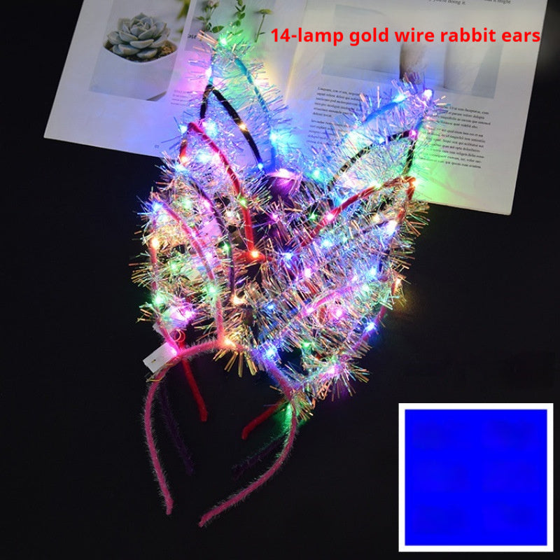 Glowing Headdress Antlers Headband Rabbit Ear Garland With Light
