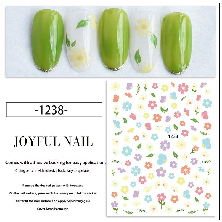 Joyful New Summer Nail Stickers Featuring Flower And Peach Designs