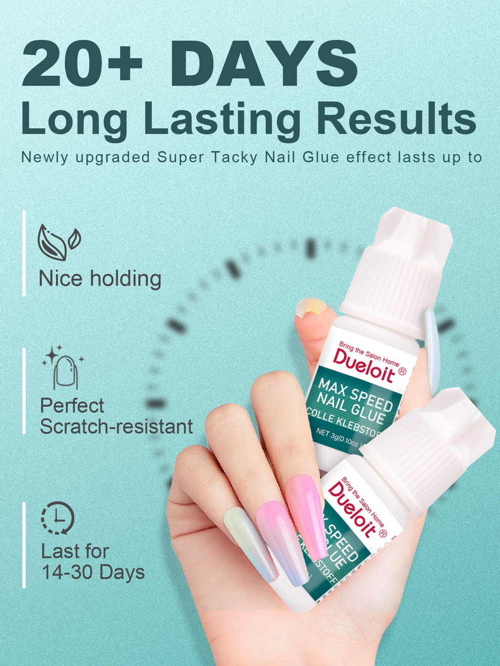Dueliot Nail Adhesive For Decorative Accessories - No-Cure Formula Quick-Drying Specialized Glue For Nail Salons Strong Bonding Glue For Artificial Nails