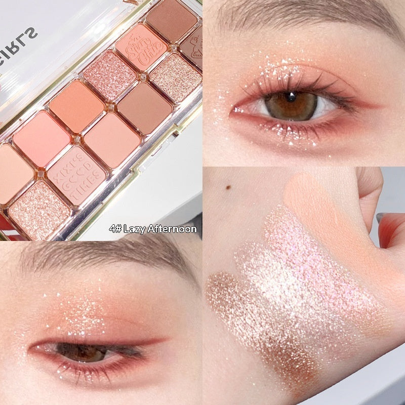 XIXI Mist Muse Twelve-Color Eyeshadow Palette Shimmer Sparkle Matte Highlight Contour Blush All-in-One Palette