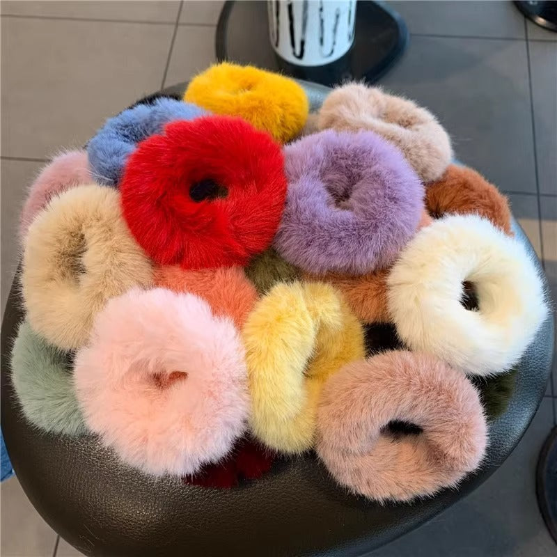 Plush Hair Ring Large Intestine Ring Candy Color Hair Rope