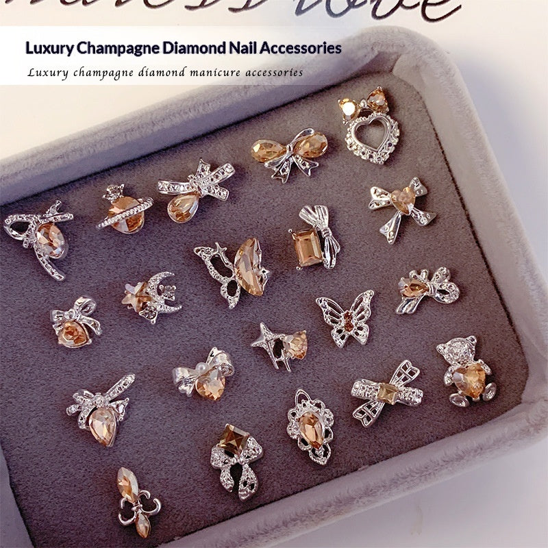High-end, Luxe Champagne Nail Jewelry
