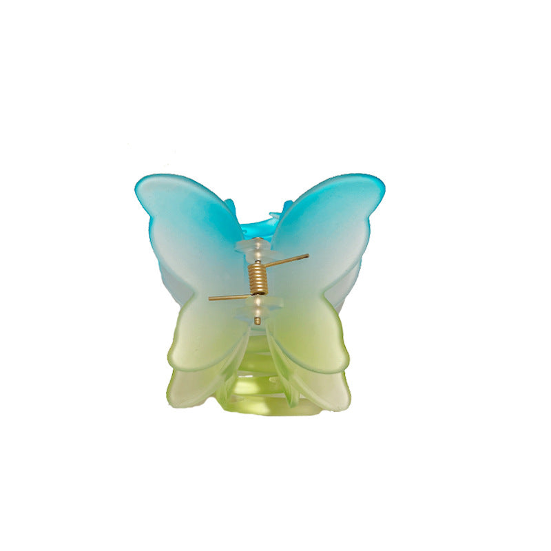 Gradient Color Double Butterfly Frosted Hair Clip