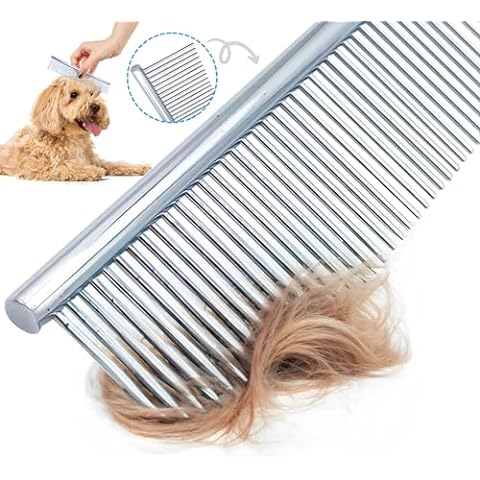 Dog Combs With Rounded Ends Stainless Steel Teeth Cat Comb For Removing Tangles And Knots Professional Grooming Tool For Long And Short Haired Dog Cat And Other Pets