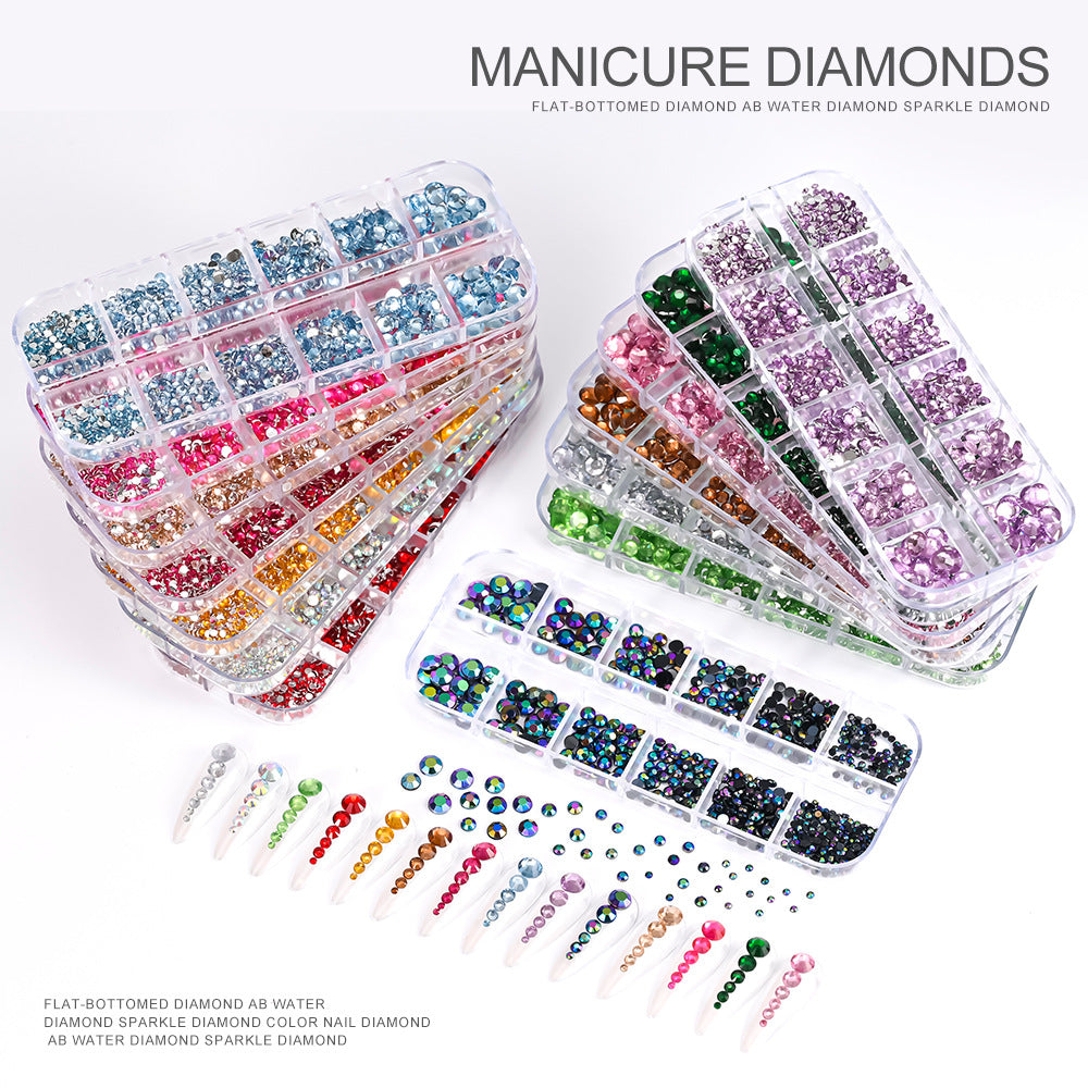 Plaid Nail Beauty Flat Bottom Rhinestone