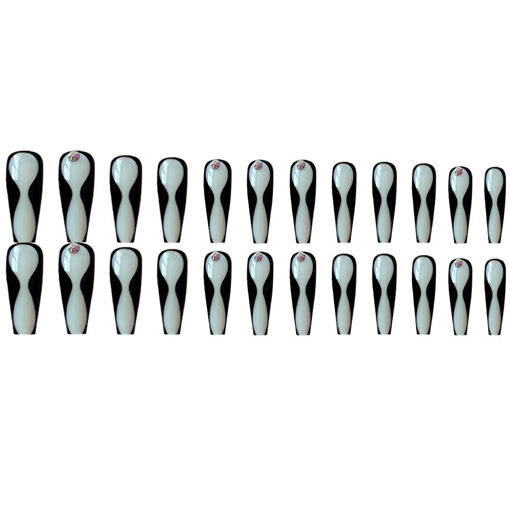 Light Luxury Spot Drill Black Line Wear Armor Advanced Nail Tips Fake Nail Patch
