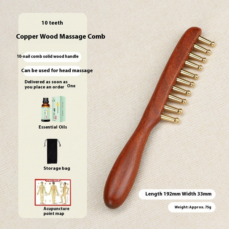 Pure Brass Long Handle Massage Comb