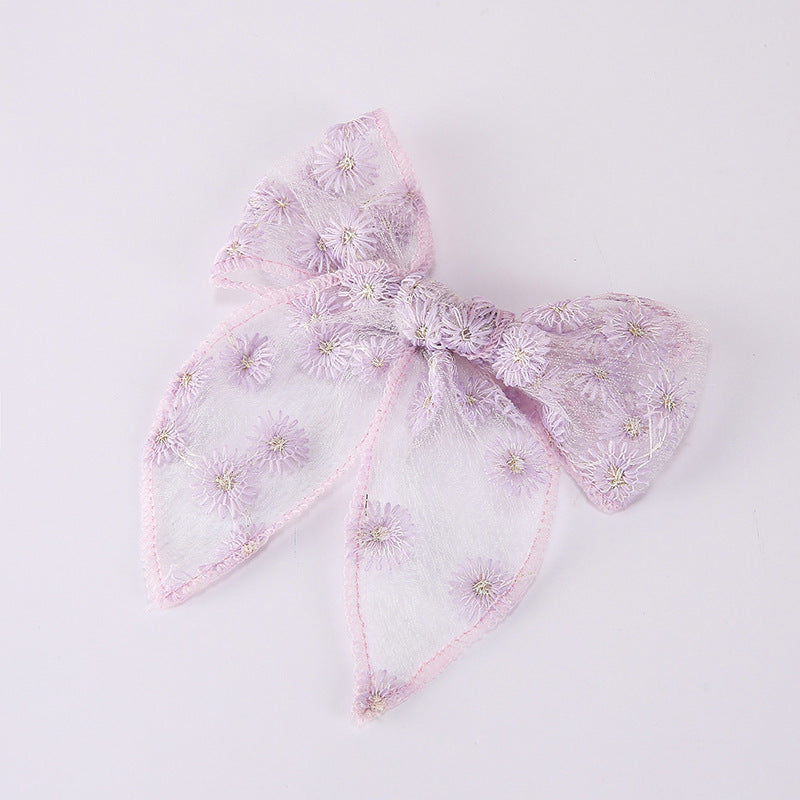 European And American Embroidery Printing Children's Bow Hairpin
