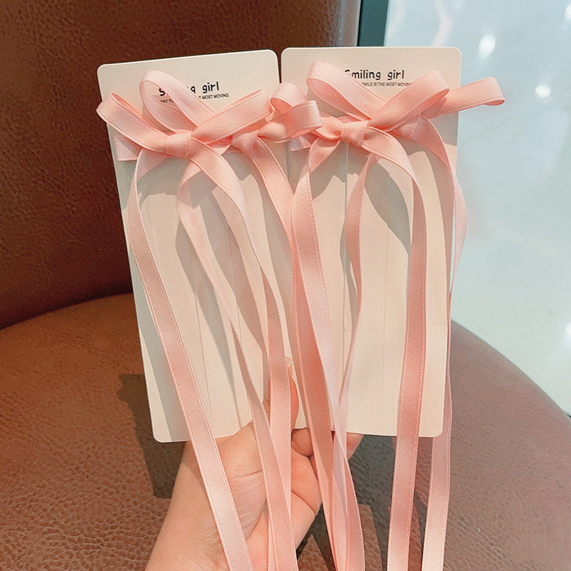 Ribbon Bowknot Long Girl Princess Braided Hairpin