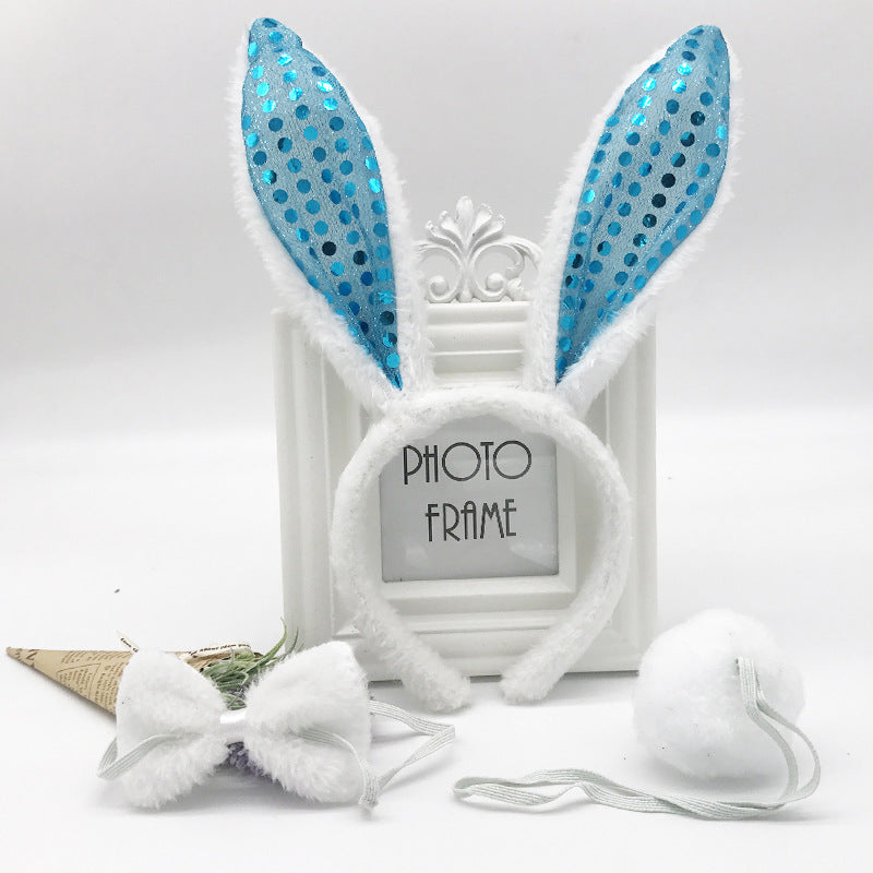 Children's Day Performance Animal Rabbit Ear Hairpin Hair Band Rabbit Ear And Tail Bow Tie Three Piece Set
