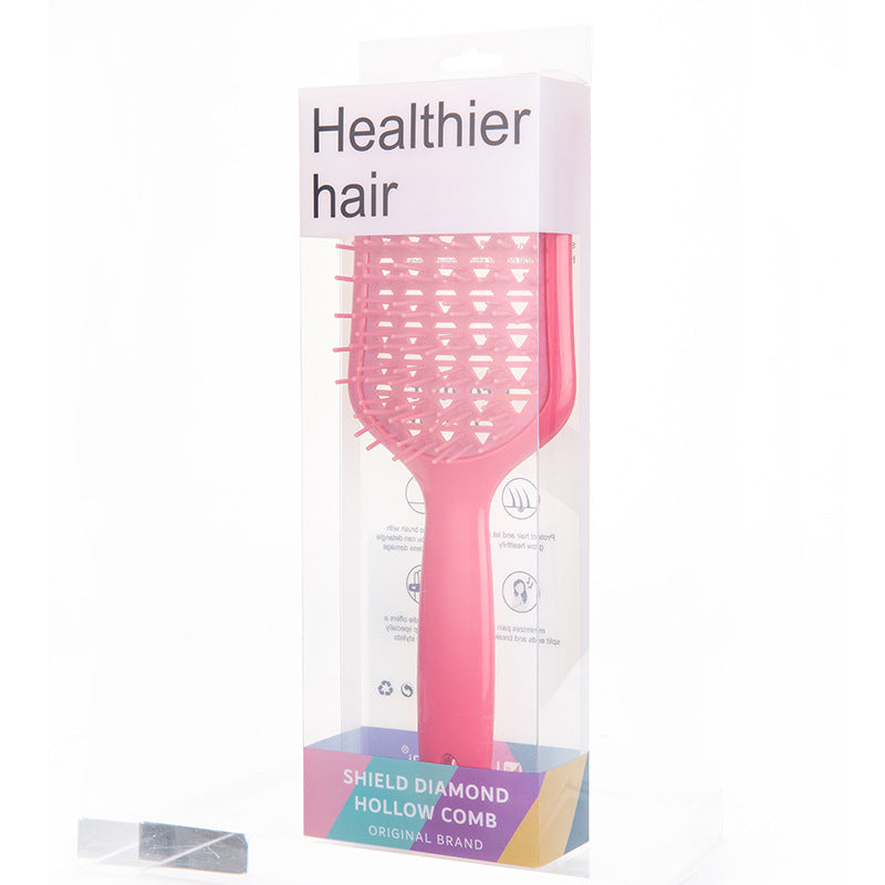Diamond Hollow Shield Comb Hanging Hair Fluffy Comb
