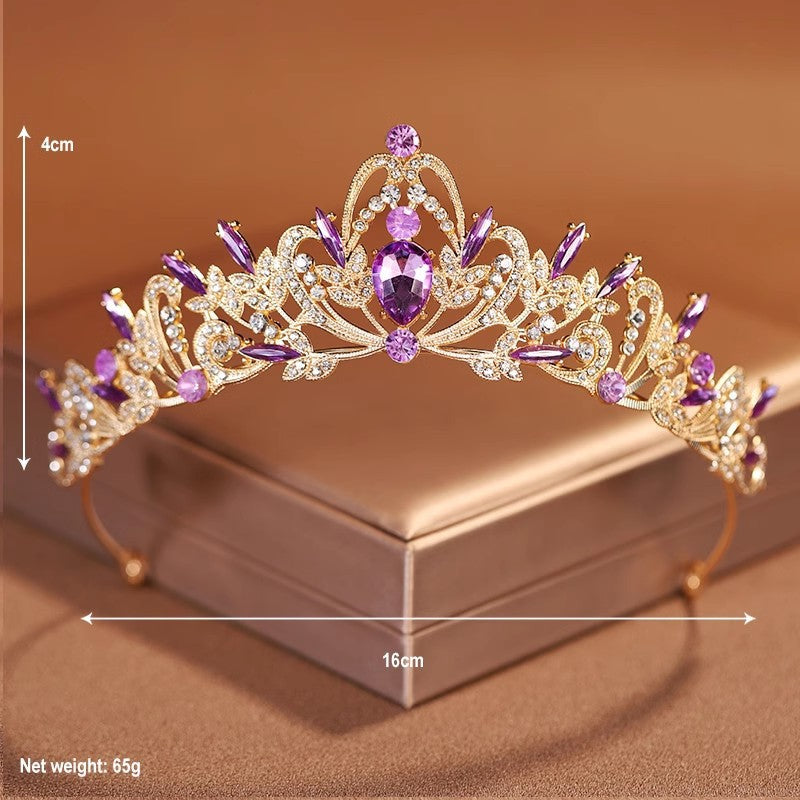 Children's Crown Headdress Simple Purple Rhinestone