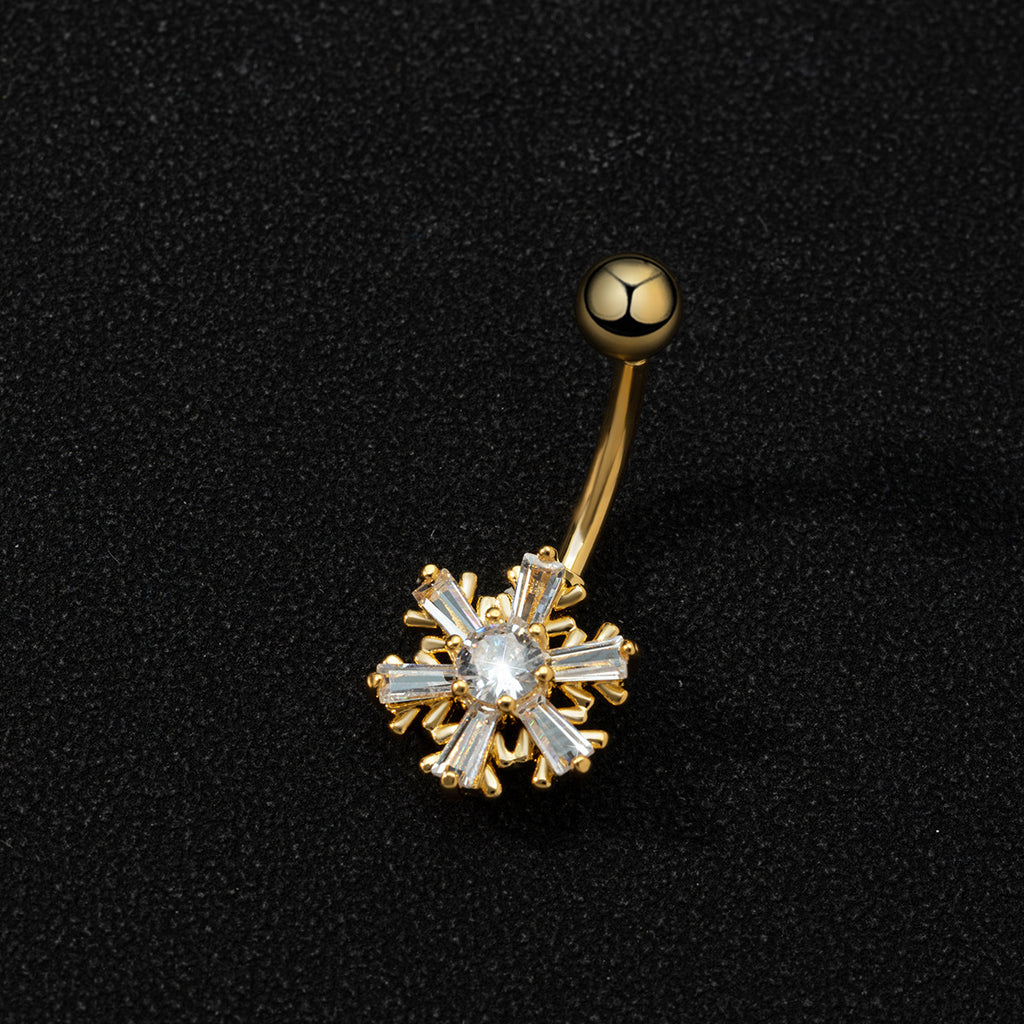 Nail Snowflake Zircon Navel Ring