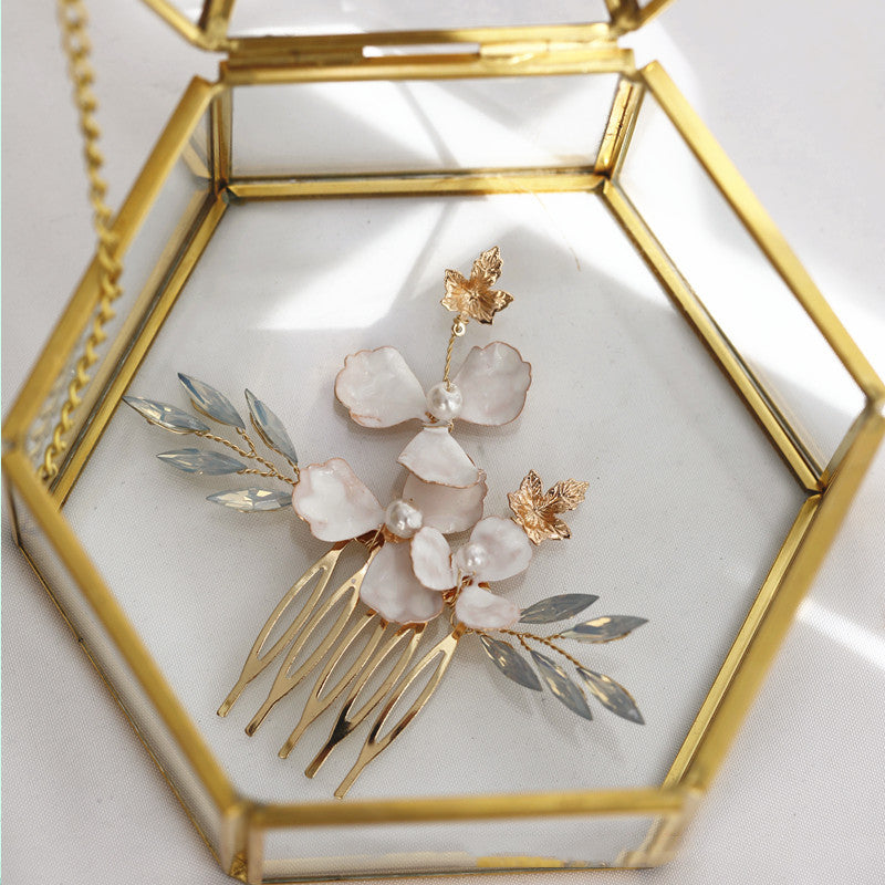 Bridal Hair Comb Protein Diamond White Flower