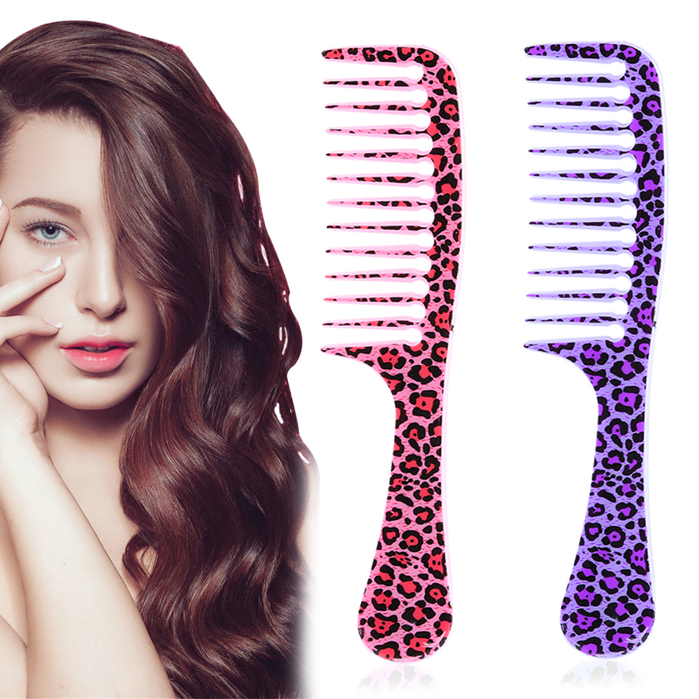 Fashionable Plastic Leopard Print Large Tooth Comb