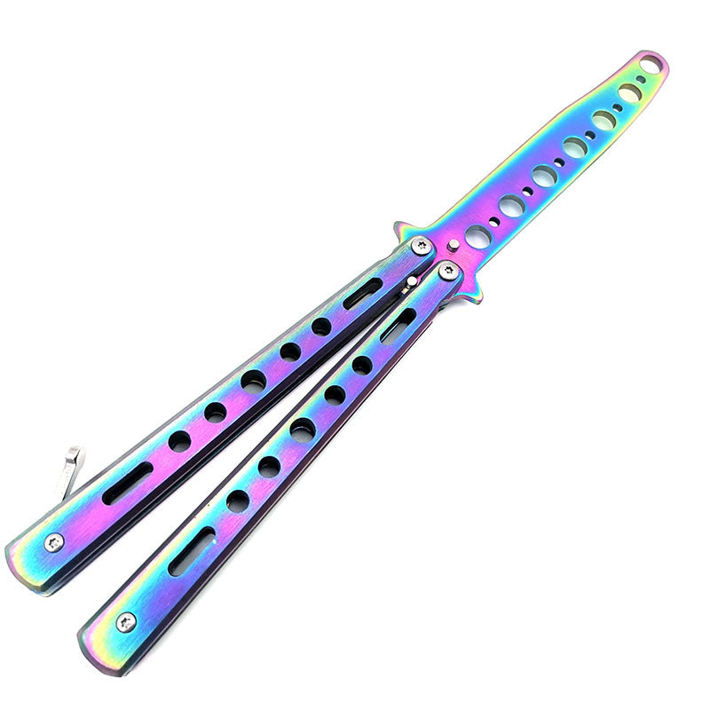 Colorful Titanium Butterfly Training Comb Practice Flail Knife Without Blade