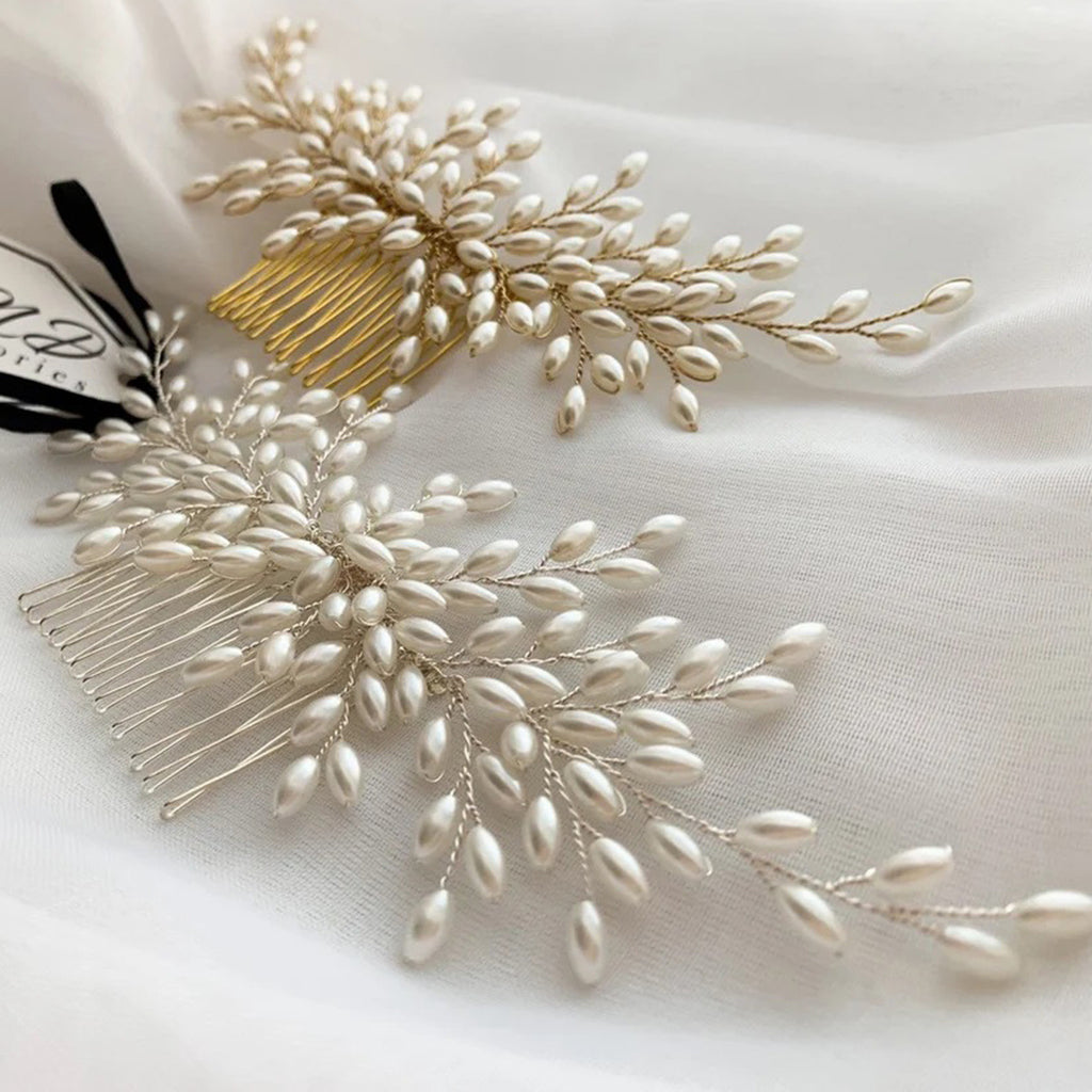 Bridal Wedding Headdress Wheat Pearl Handmade Comb