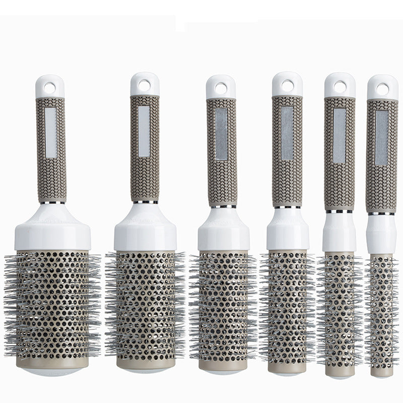 Gray Aluminum Tube Ceramic Round Hair Curling Comb