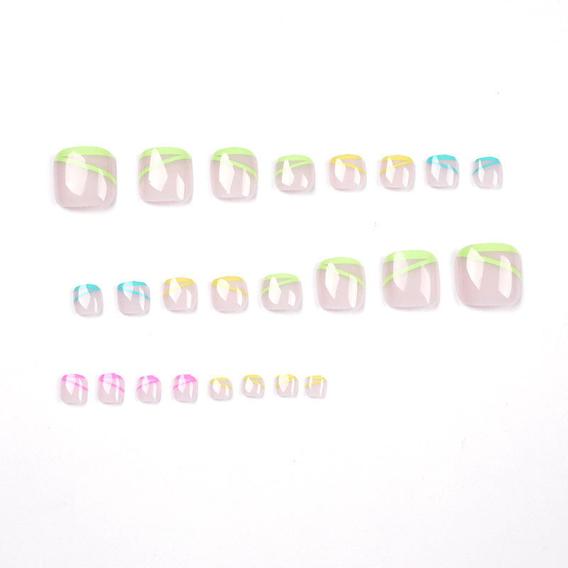 Wearable Nail Four-color Line Foot Nail Tip