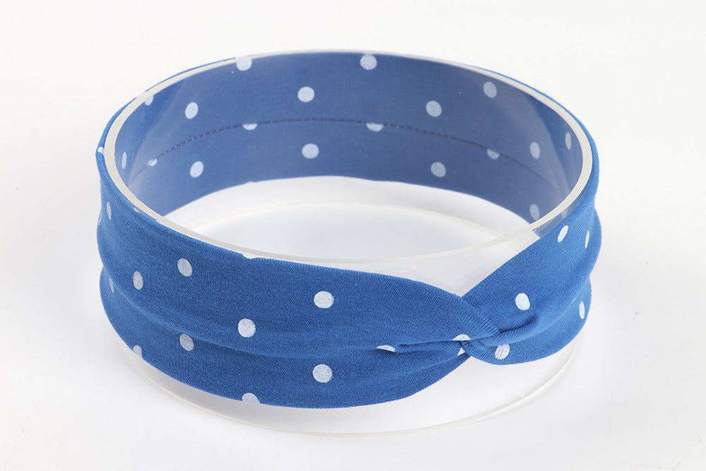 European And American Cute Dotted Prints Cross Babies' Headwear Cotton Cloth Children's Headband