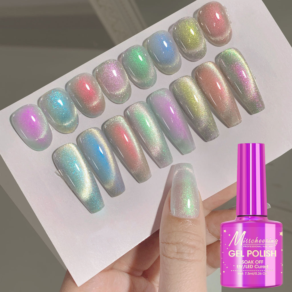 Misscheering Polar Day Crystal Cat's Eye Dazzling Magic Color Nail Polish