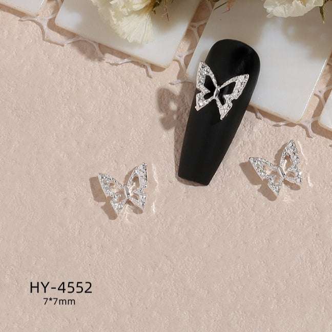 New Nail Beauty Butterfly Silver Metal Alloy Rhinestone DIY Ornament Accessories