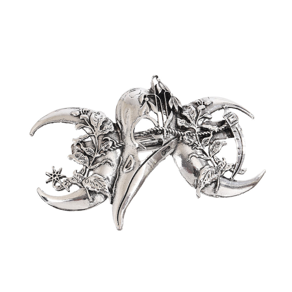 Retro Viking Leaf Moon Raven Hammer Hairpin