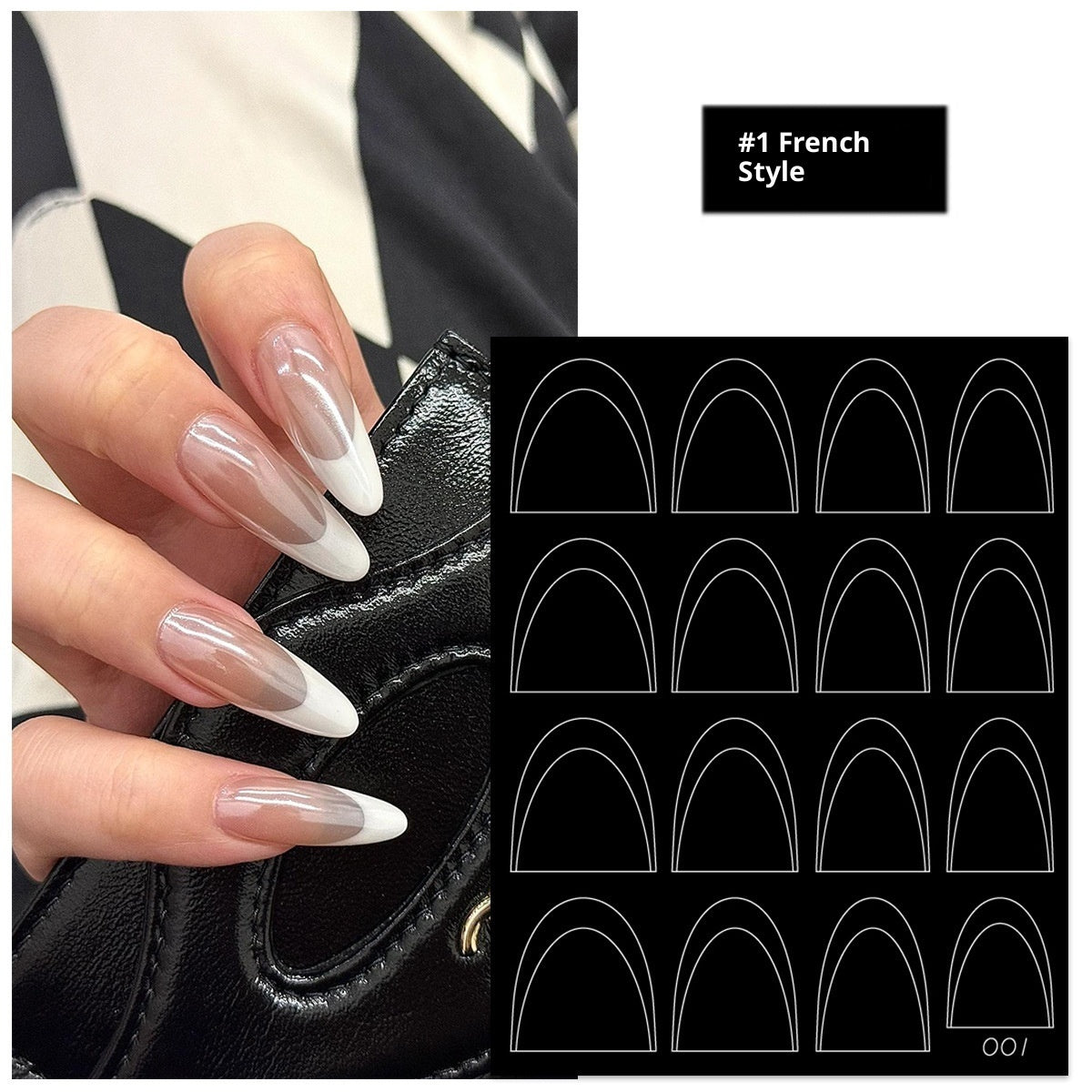 Nail Art Deep V French Sticker Spray Gradient Patting Glue Template