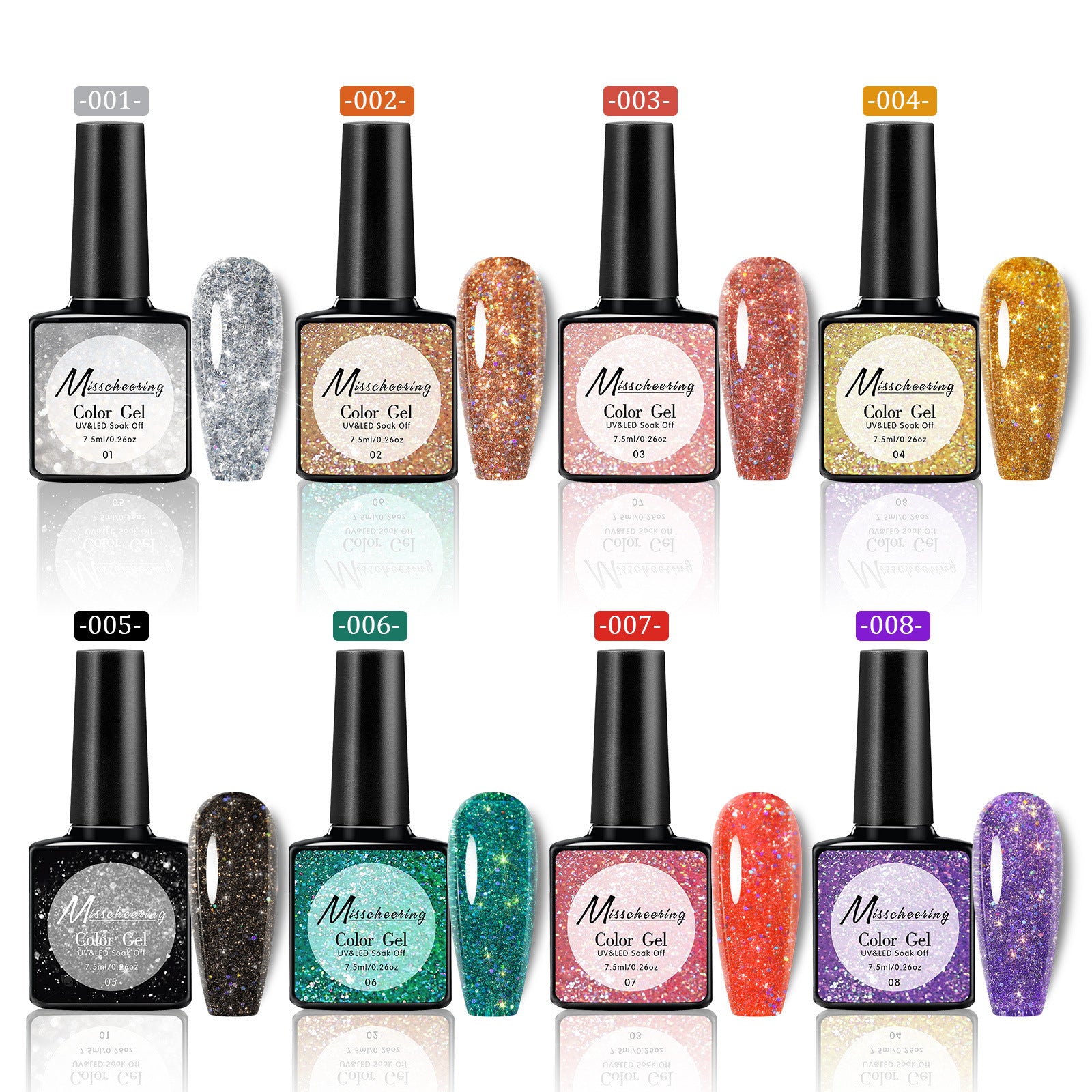 Misscheering Popular Diamond In The Debris Glue Sequins Laser UV Polish Nail Art