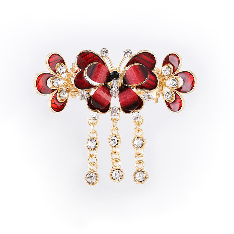 Vintage Plate Back Head Fringe Clip
