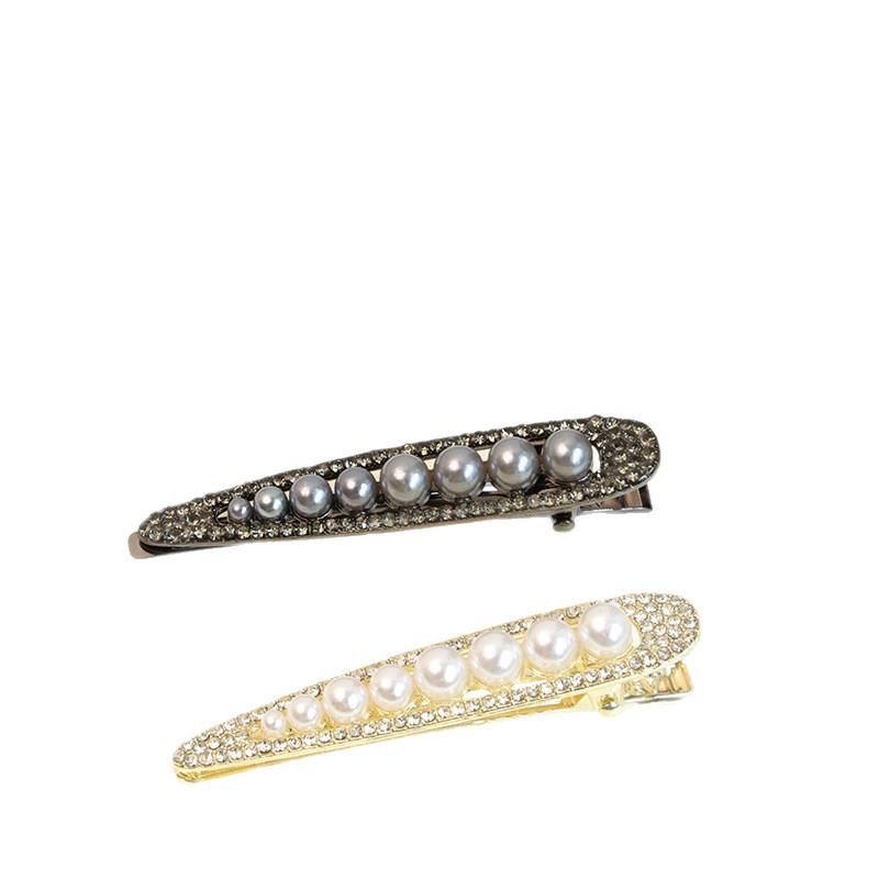 Elegant Retro Pearl Front Broken Hair Duck Barrettes