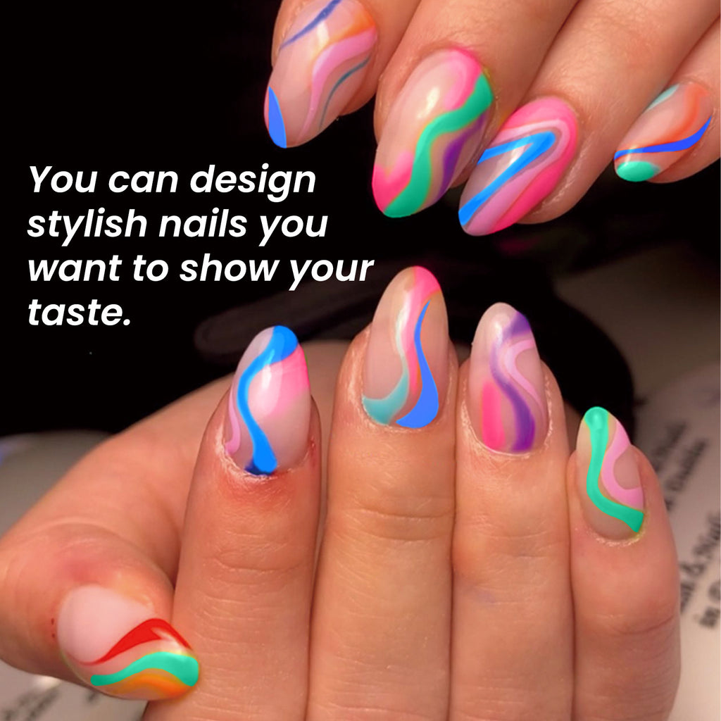 Nail Art Easy To Color Smudges Painted Nail Hook Line Pen