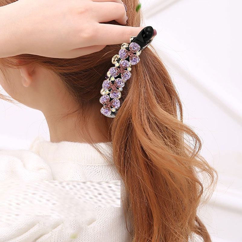Women's Diamond Flower Banana Clip Fashion All-match Updo Ponytail Clip