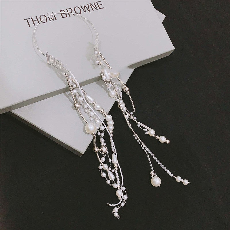 Pearl Crystal Bead Tassel Headband Is Sweet