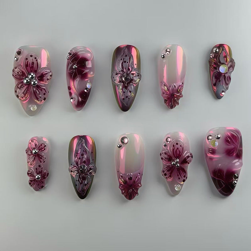 Three-dimensional French Ice Flower Pearl Sweet Cool Minority All-Match Nail Sticker